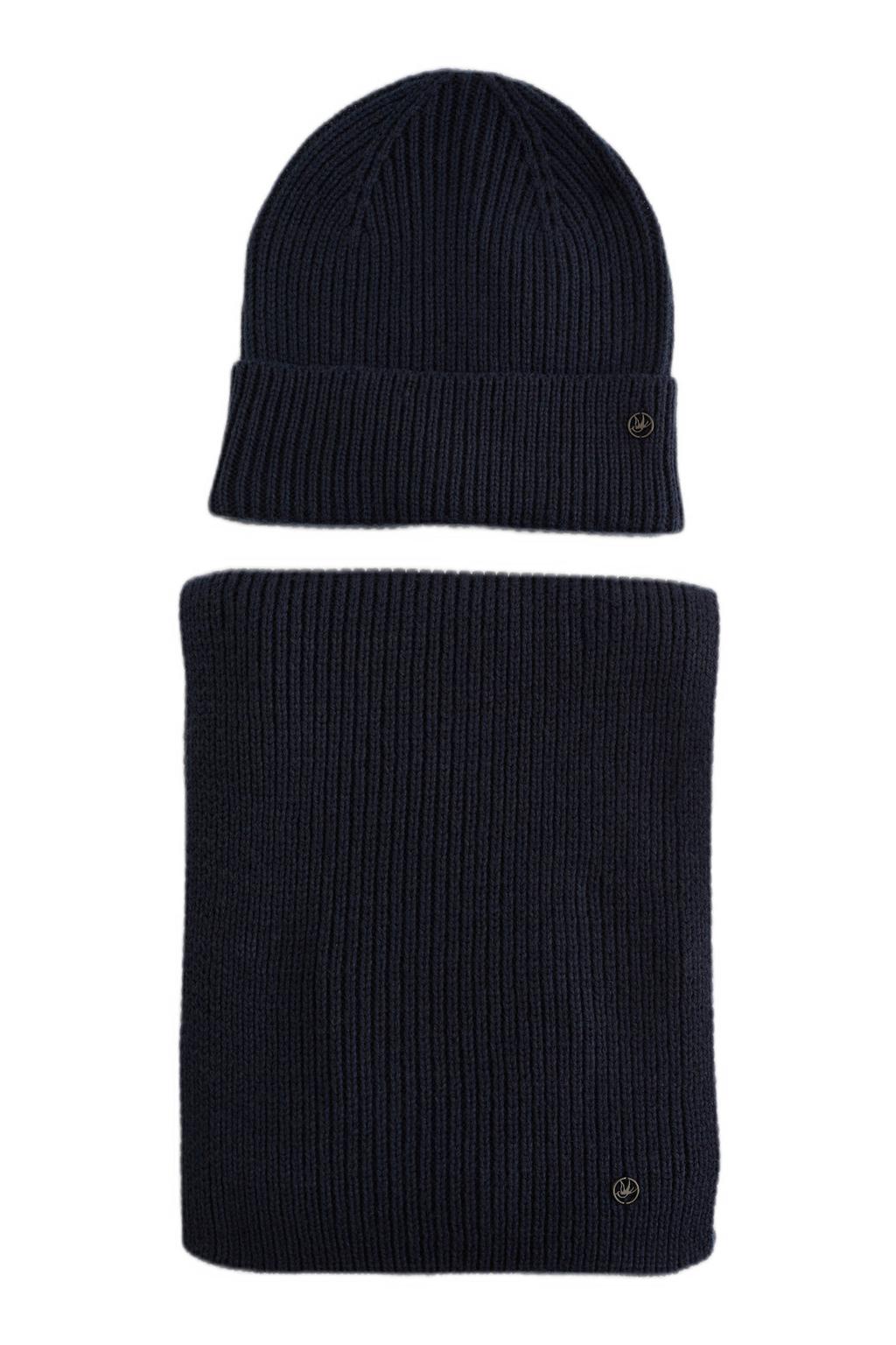 WE Fashion muts + sjaal donkerblauw
