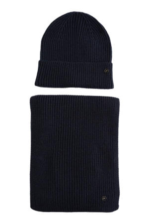 muts + sjaal donkerblauw