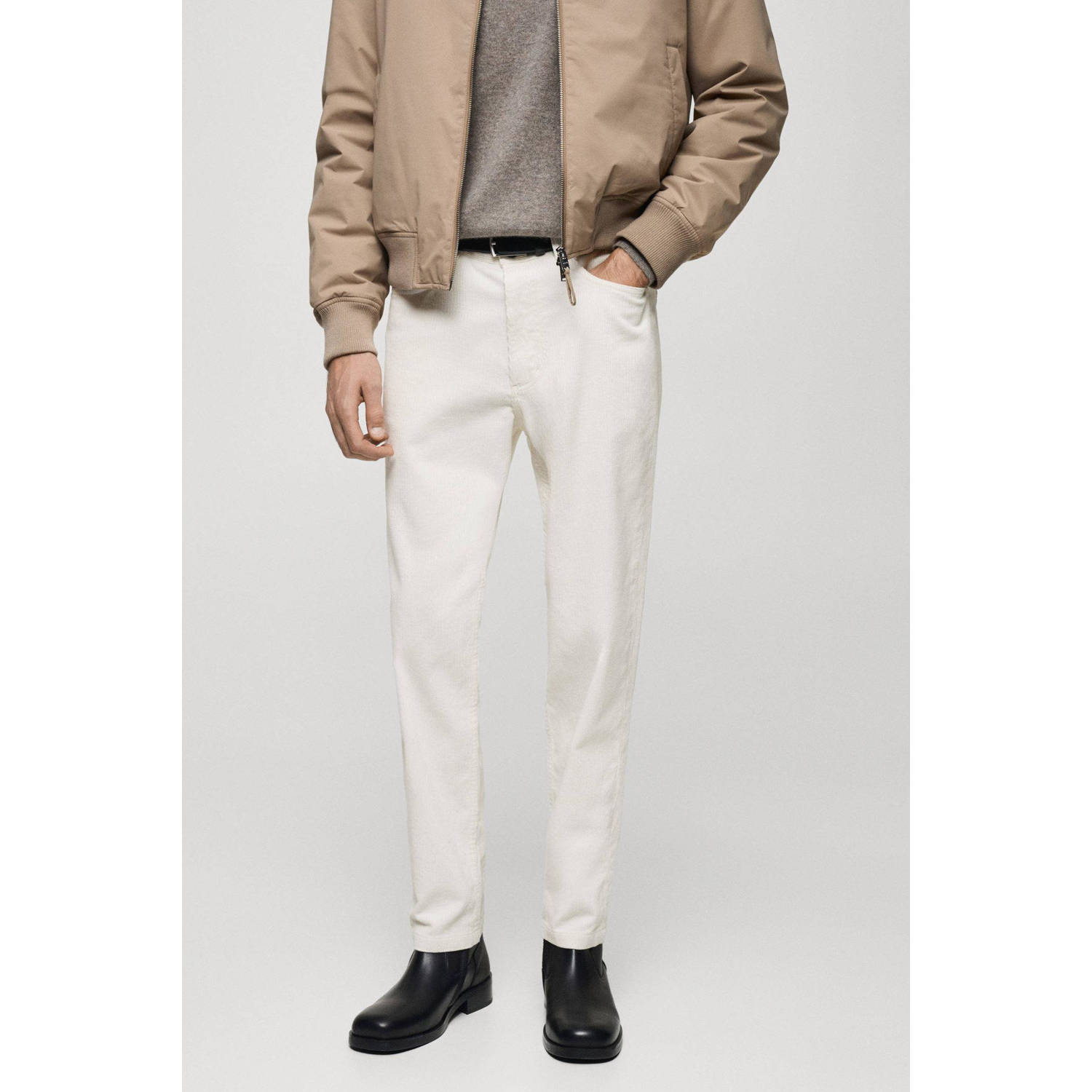Mango Man regular casual broek ecru