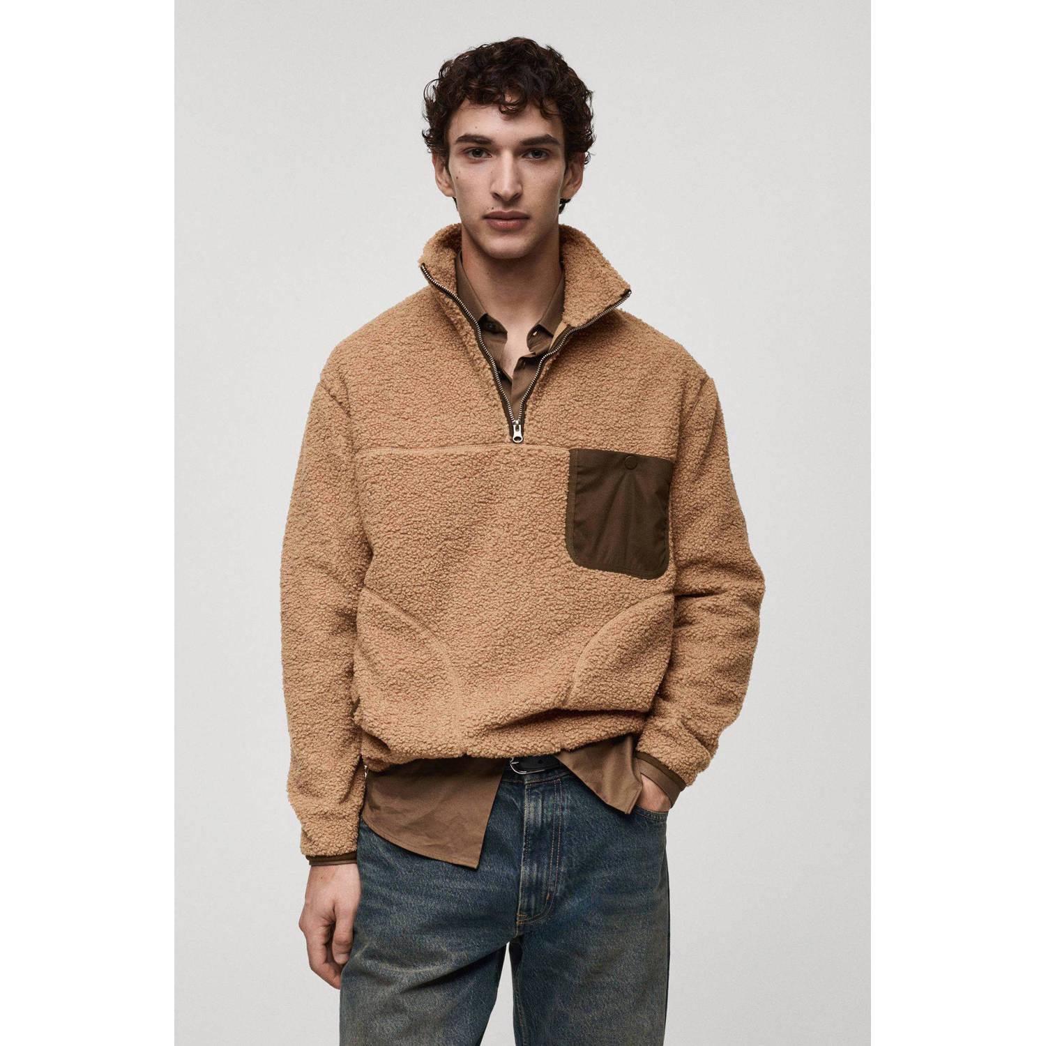 Mango Man gebreide trui beige
