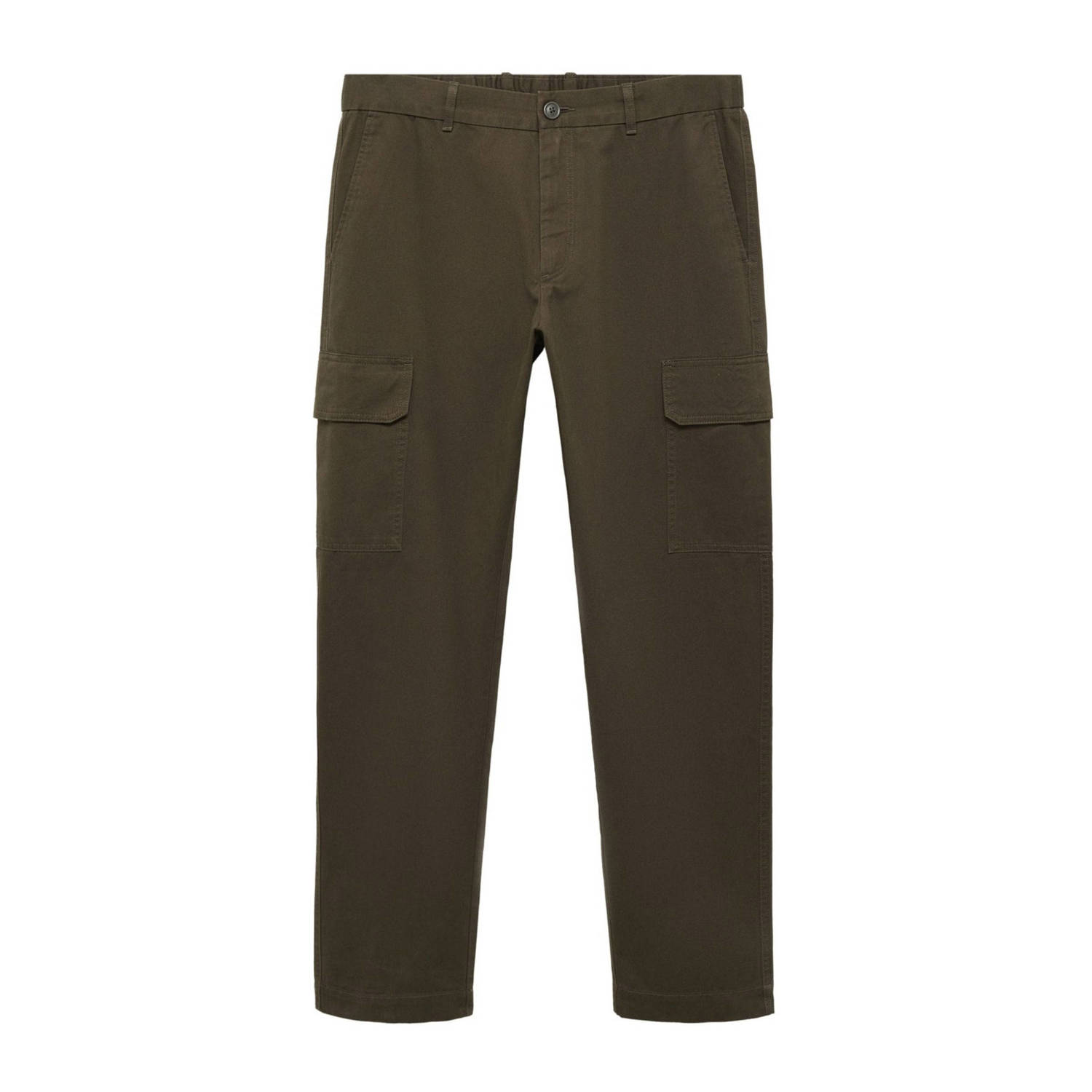 Mango Man straight fit cargo broek donkergroen