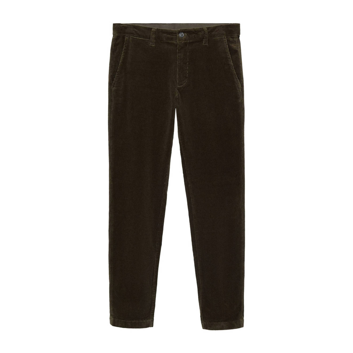 Mango Man corduroy slim fit broek donkergroen