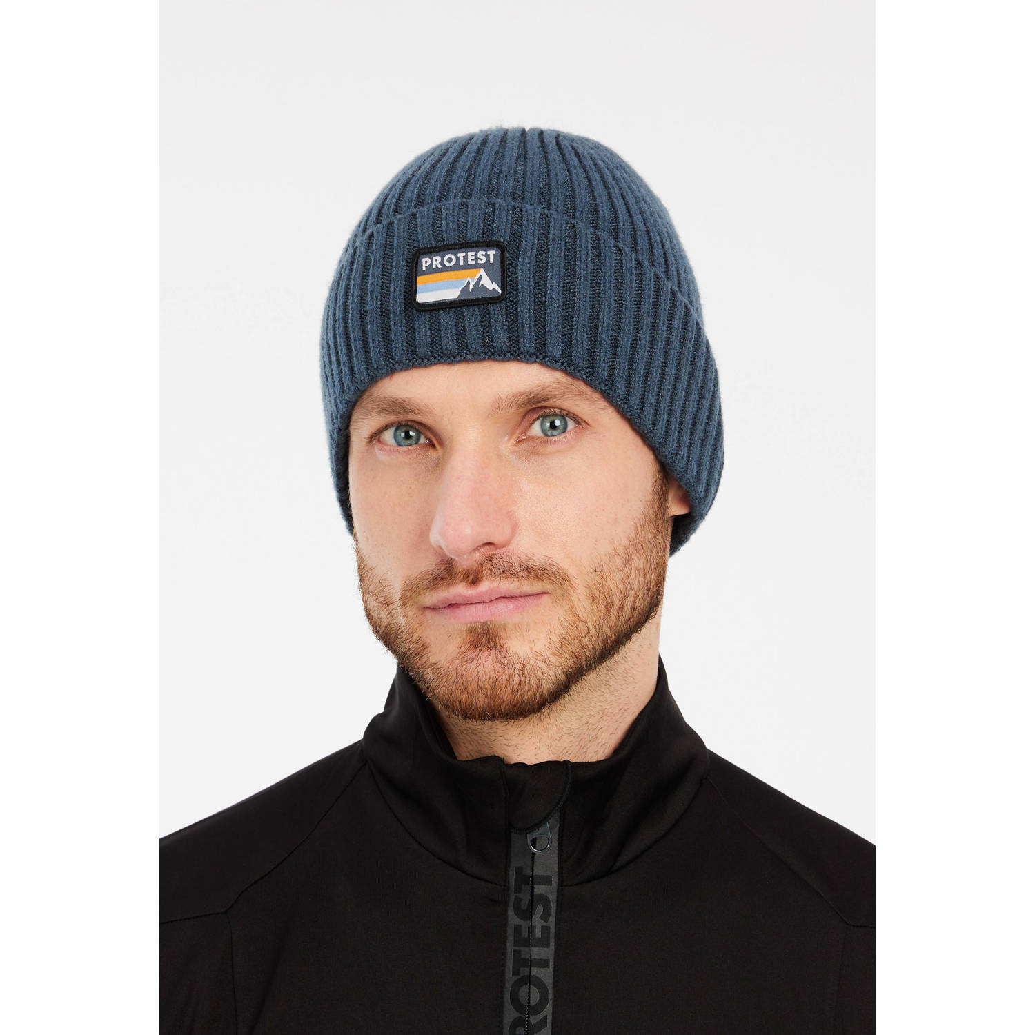 Protest muts met logo blauw
