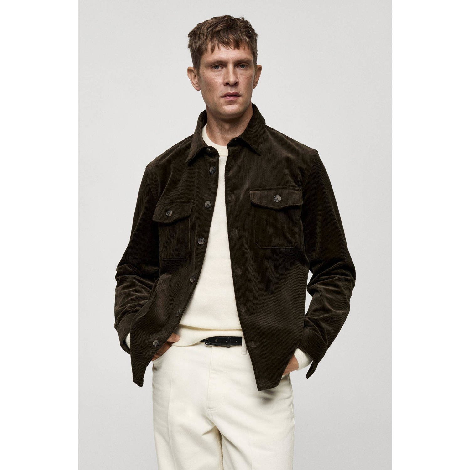 Mango Man overshirt donkergroen