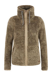 thumbnail: Beige dames Protest fleece vest Riri met effen, lange mouwen, opstaande kraag en ritssluiting
