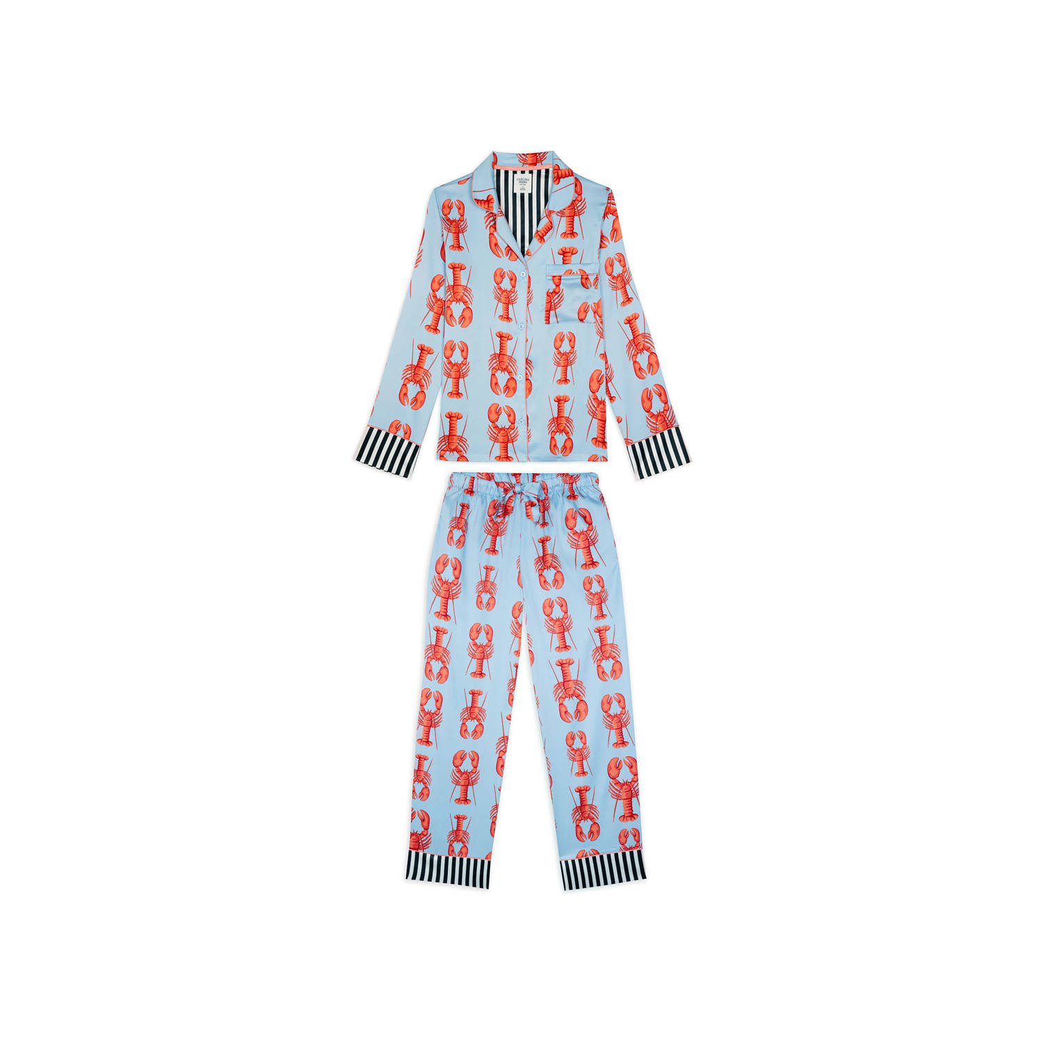 Chelsea Peers satijnen pyjama lichtblauw rood