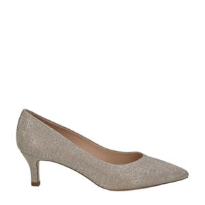 leren pumps met strass taupe