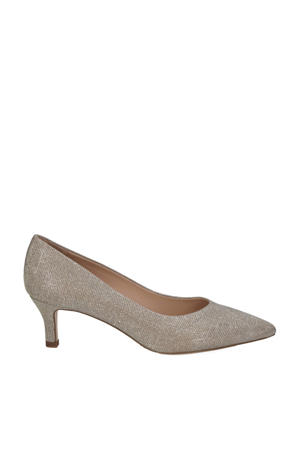 leren pumps met strass taupe