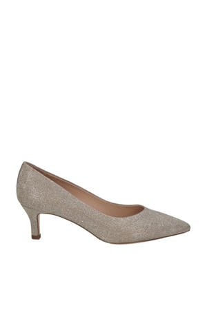 leren pumps met strass taupe