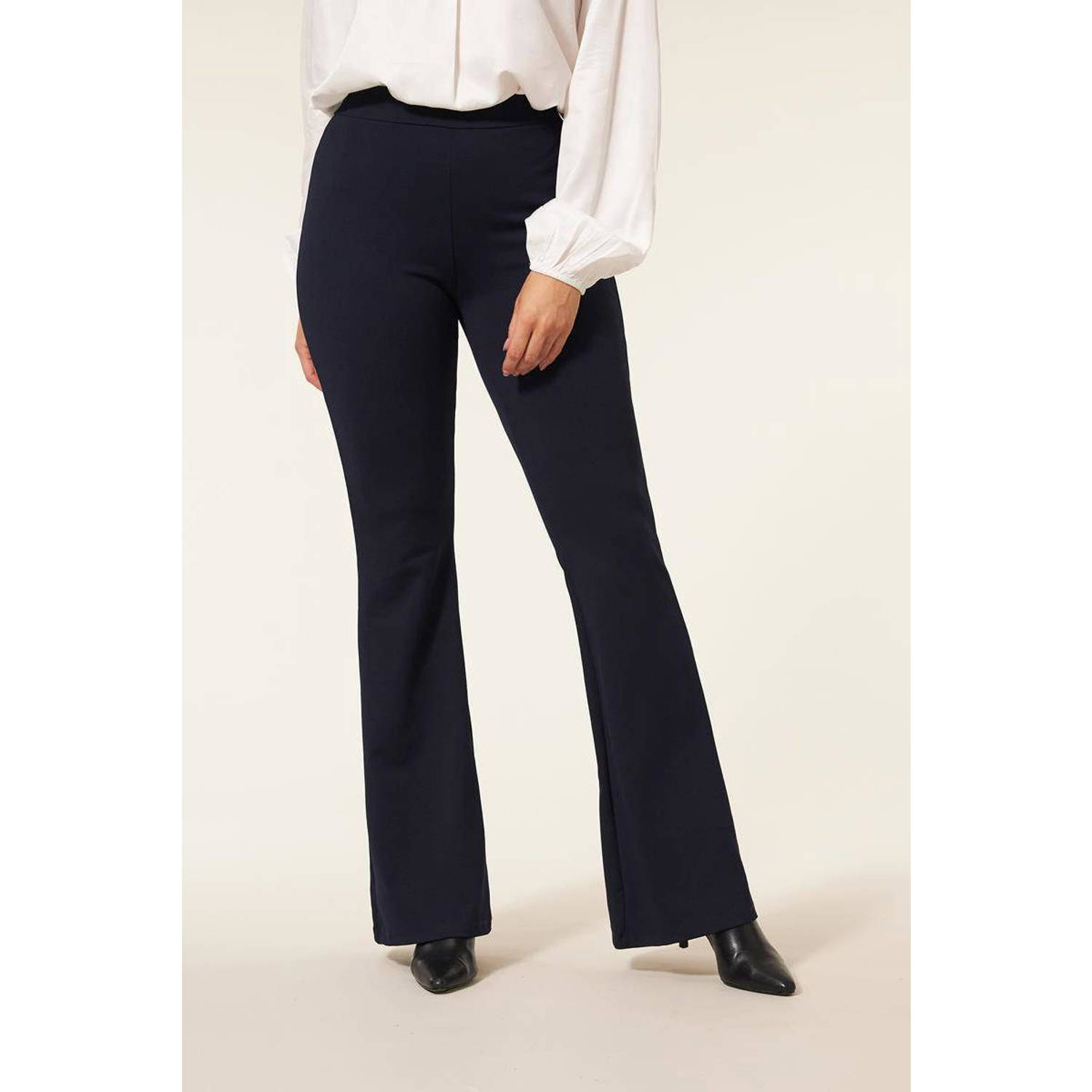 Miss Etam Lang flared broek Mara 36 inch donkerblauw