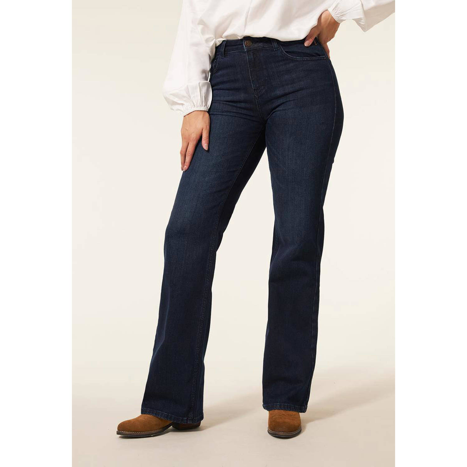 Miss Etam Lang wide leg jeans Jolie dark blue denim 36 inch