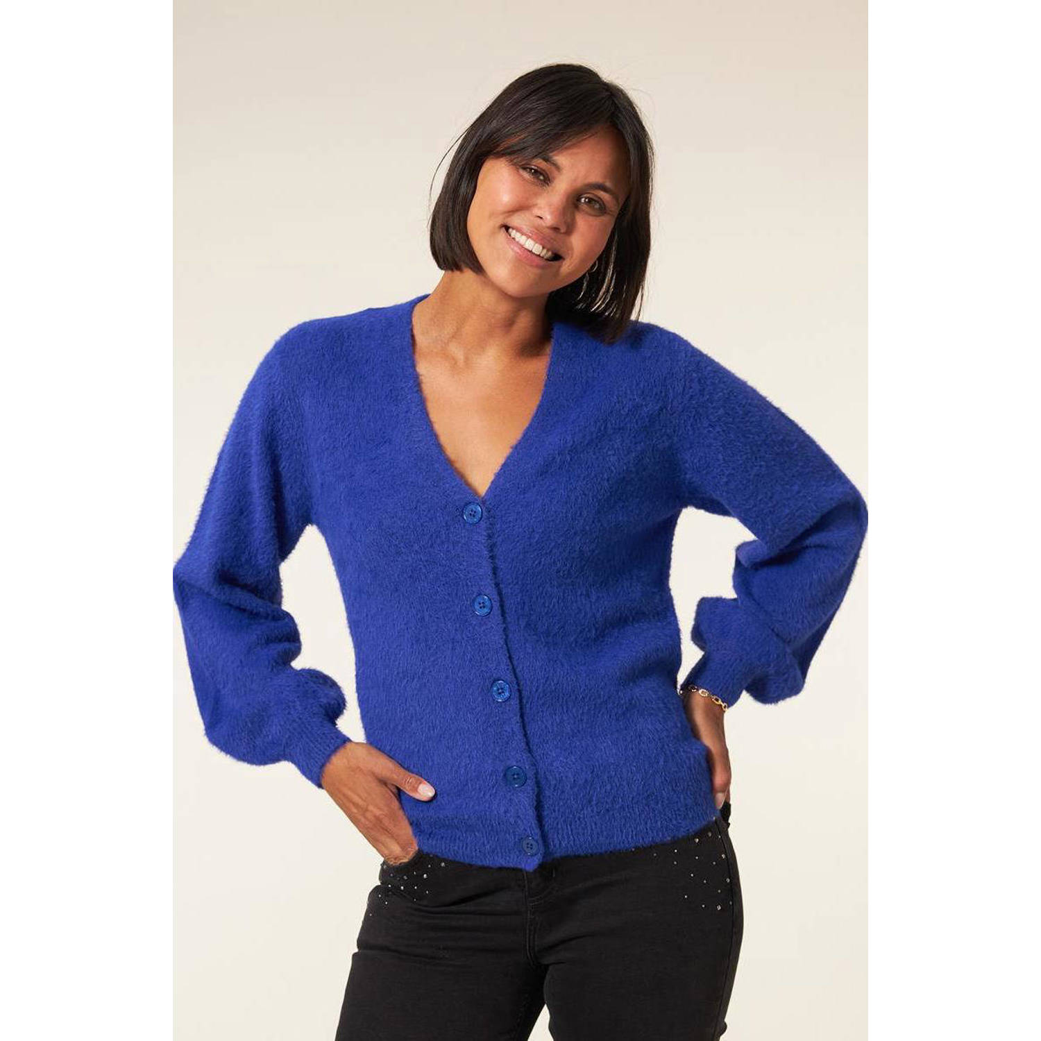 Miss Etam gebreid vest Maartje blauw