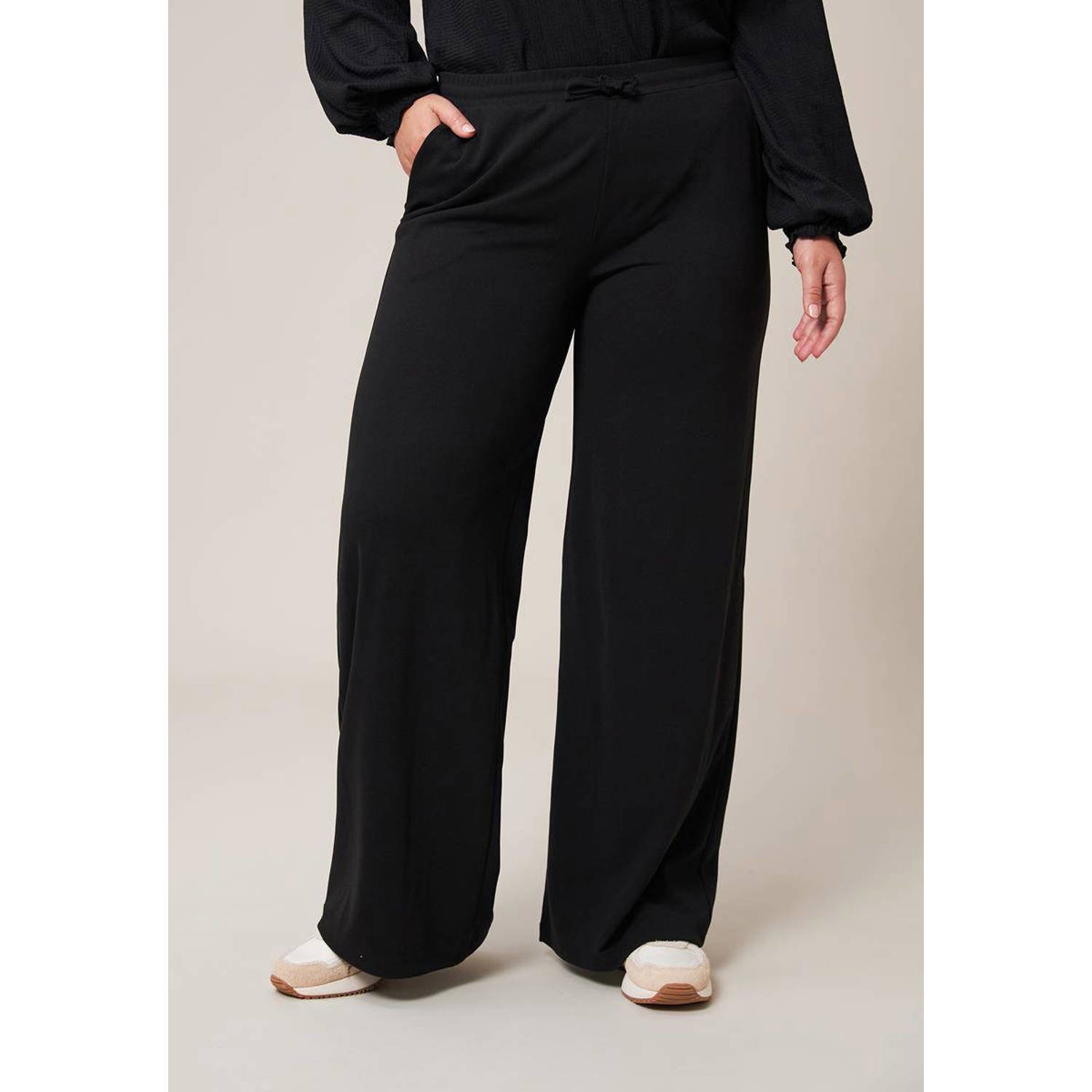 Miss Etam Plus wide leg broek Elsa zwart