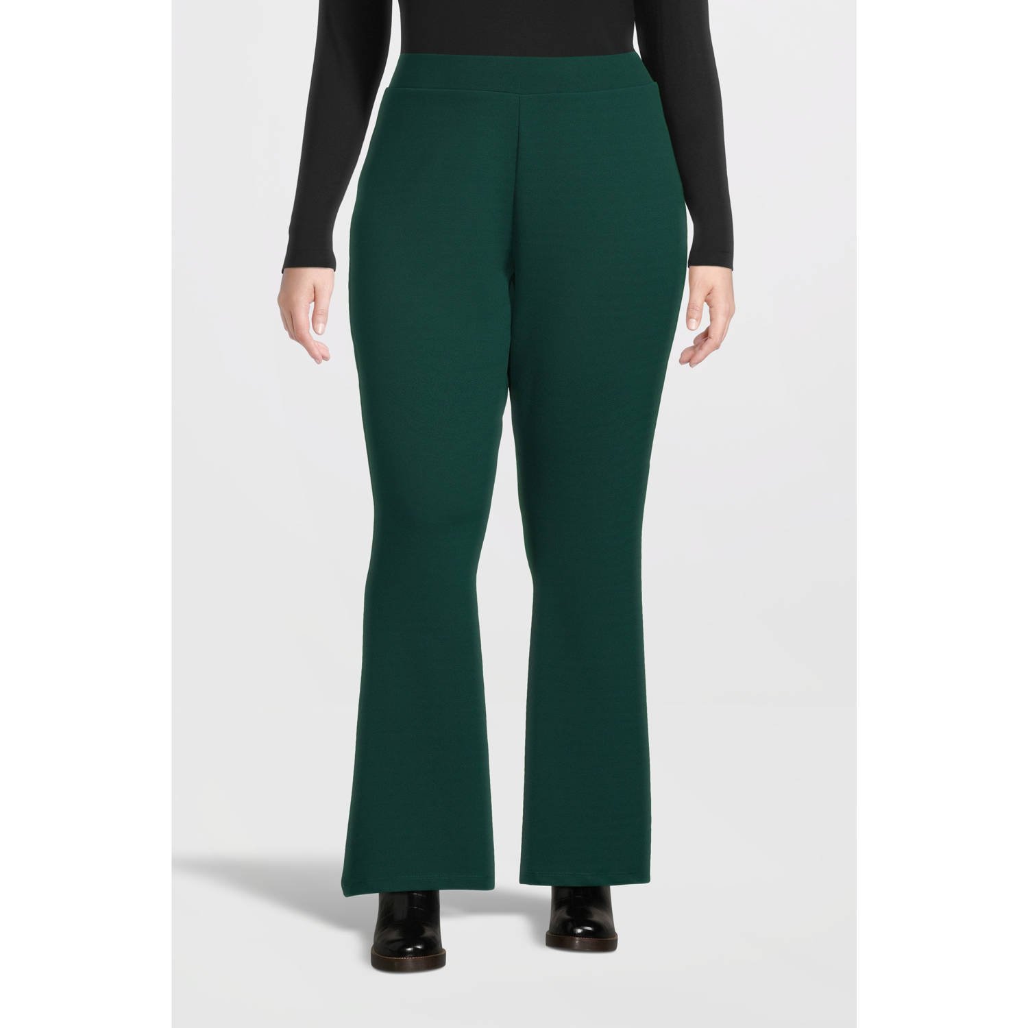 Miss Etam Plus flared broek donkergroen