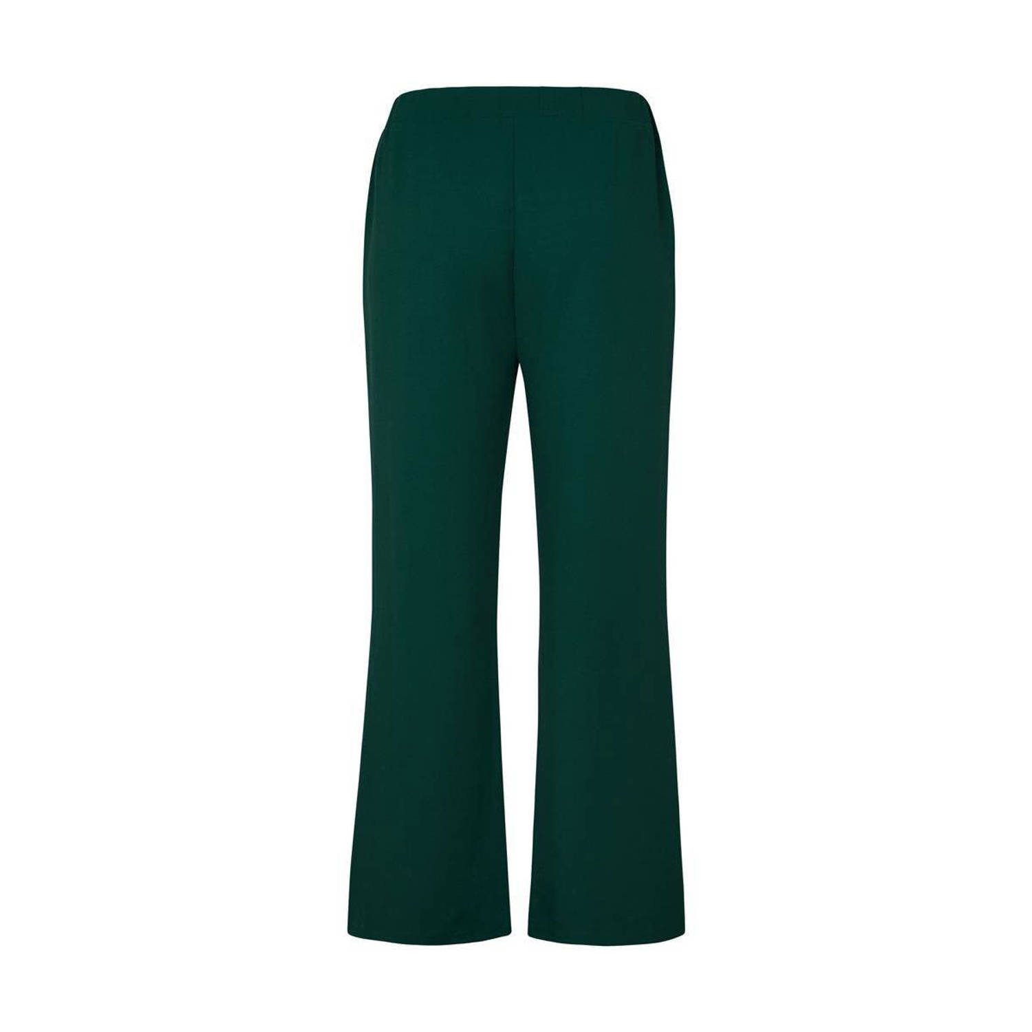 Miss Etam Plus wide leg broek donkergroen