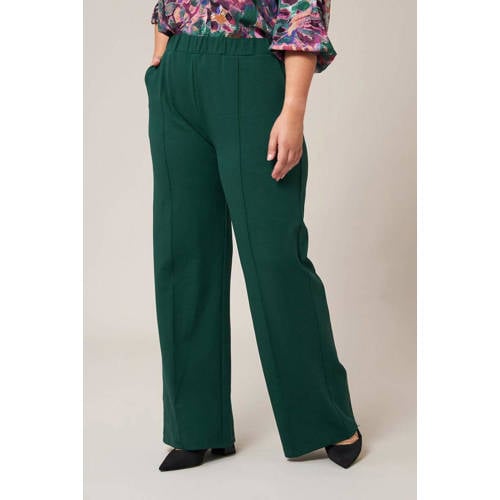 Miss Etam Plus wide leg broek donkergroen afbeelding