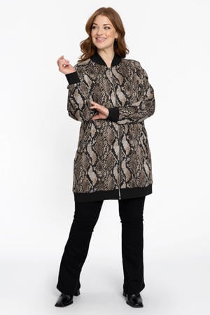 vest met dierenprint zwart/bruin