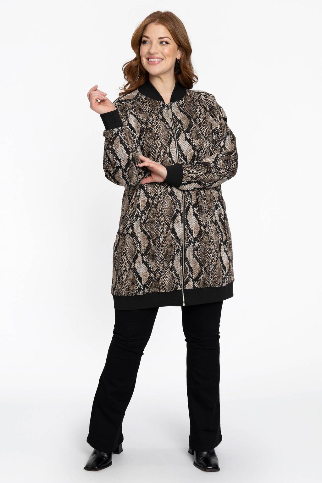 YOEK vest met dierenprint zwart/bruin