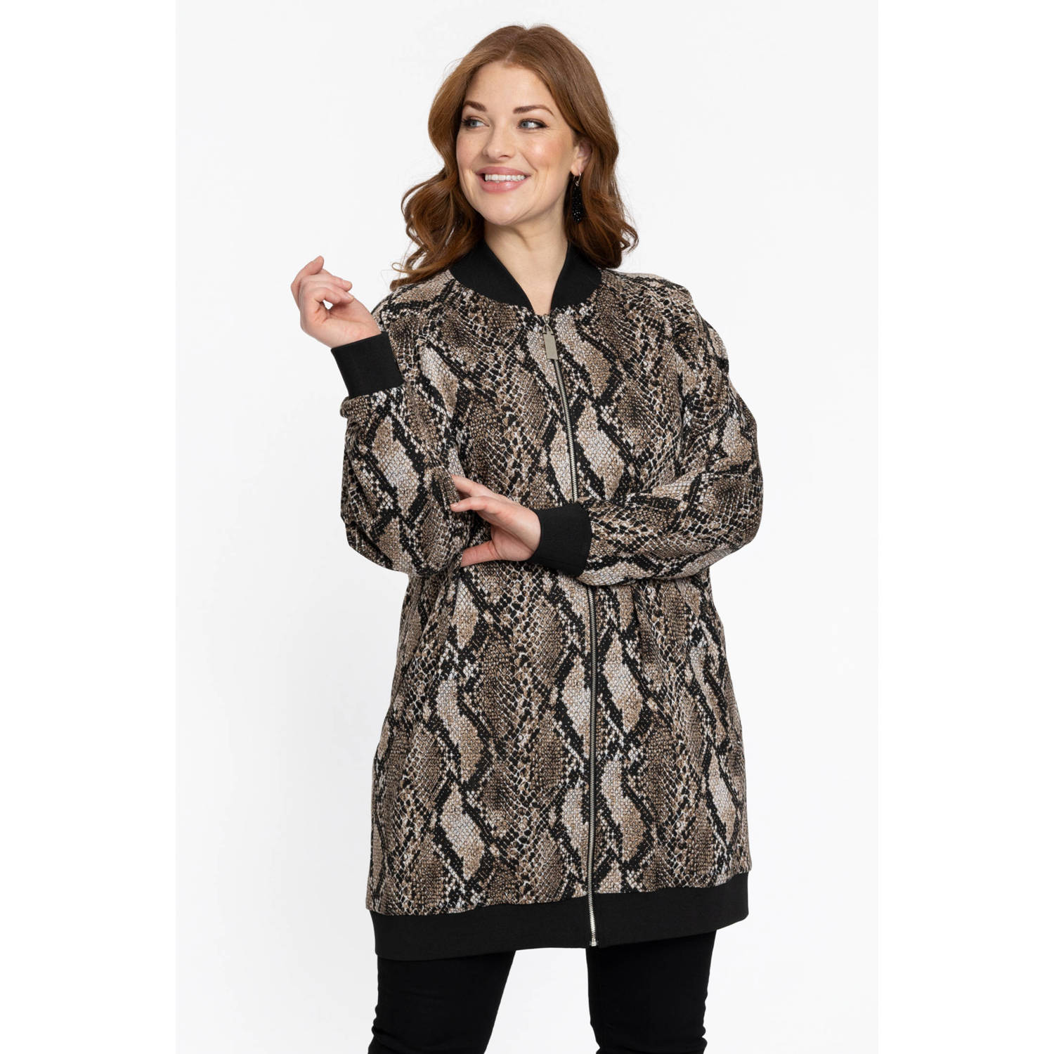 YOEK vest met dierenprint zwart bruin