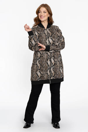 vest met dierenprint zwart/bruin