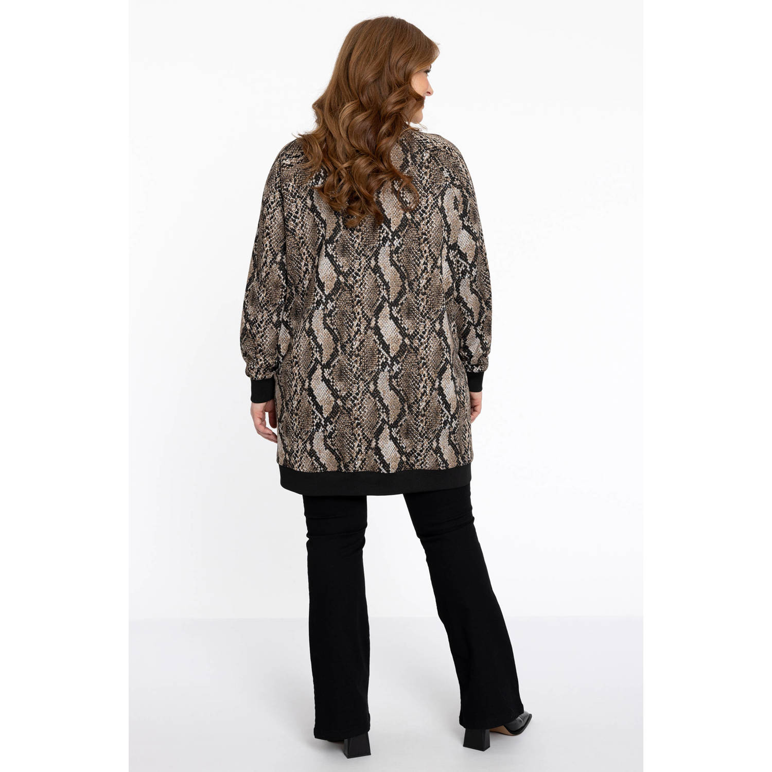 YOEK vest met dierenprint zwart bruin