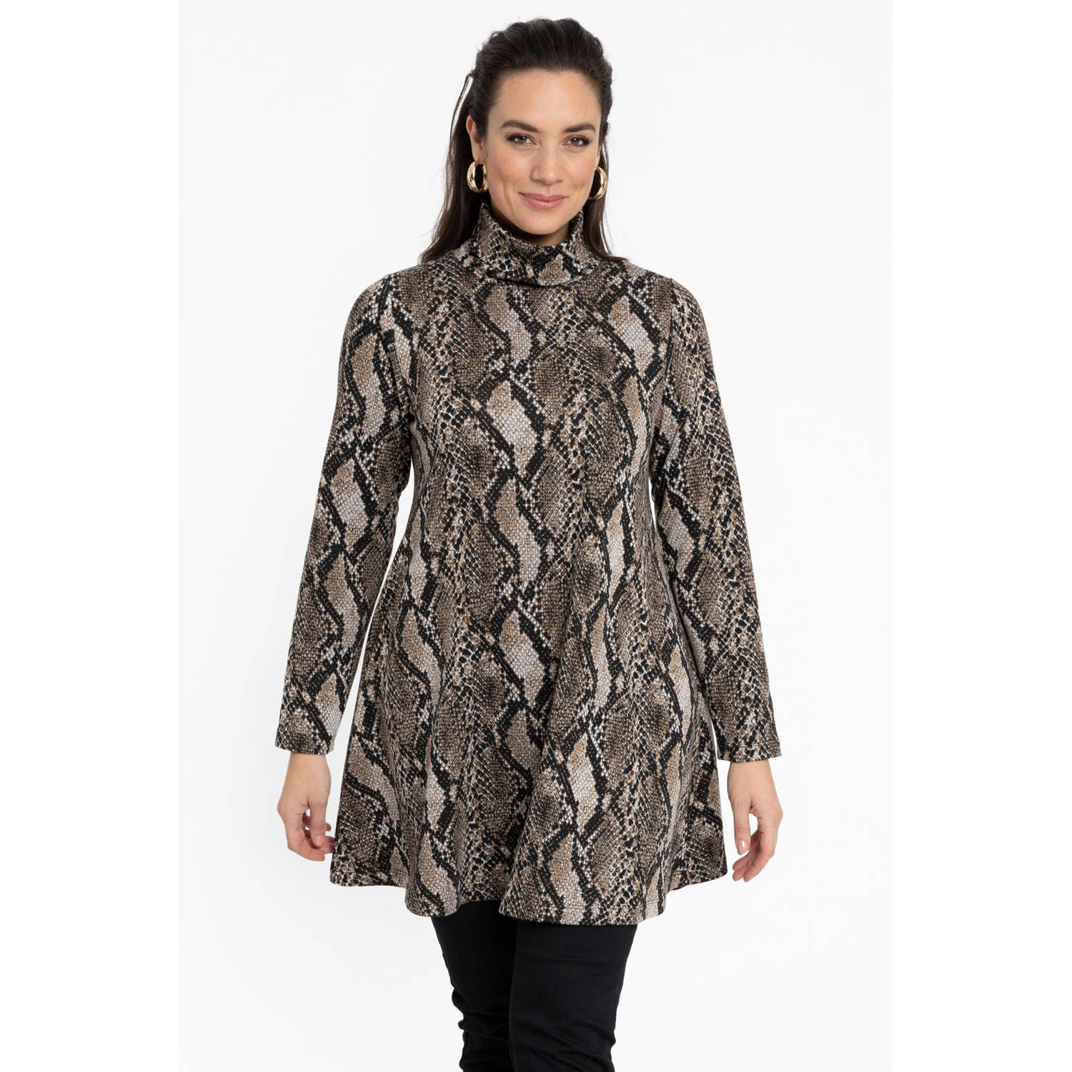 YOEK tuniek met dierenprint zwart bruin