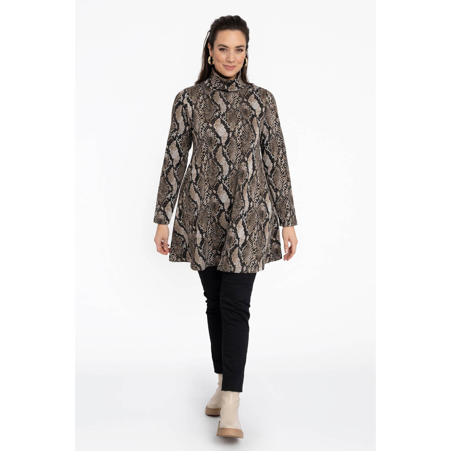YOEK tuniek met dierenprint zwart bruin