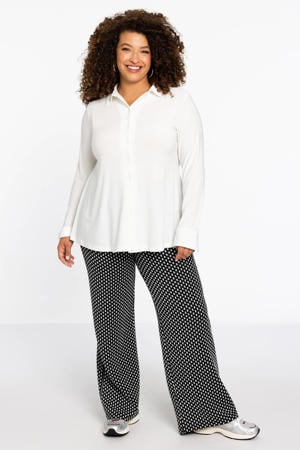 straight fit broek met all over print zwart