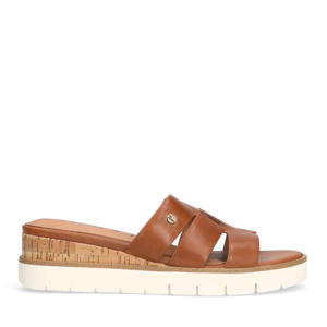   leren slippers cognac