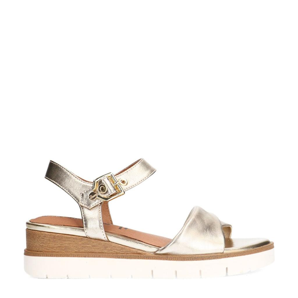 Gouden dames No Stress leren sandalen met gesp