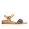 No Stress suède sandalen met panterprint beige