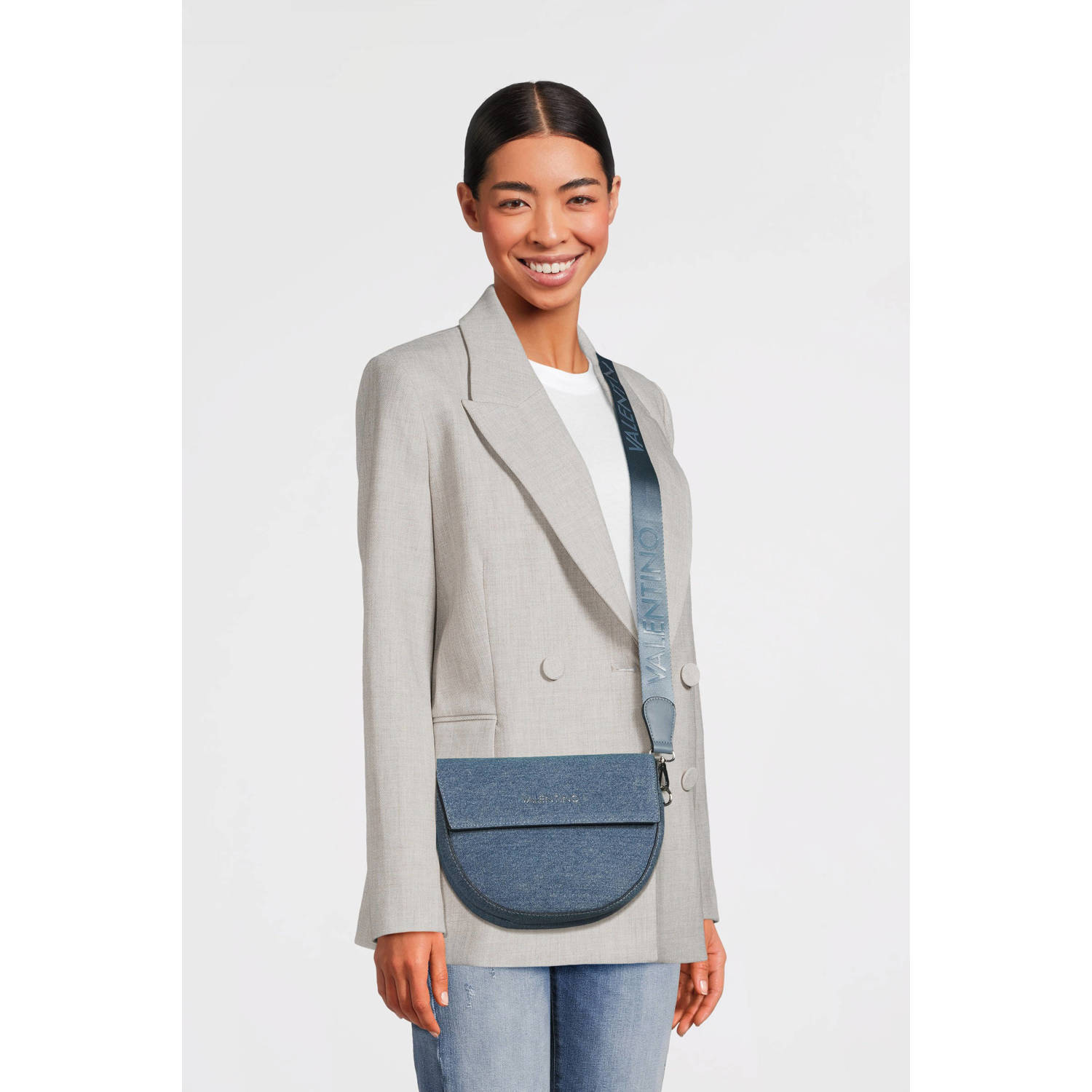 Valentino Bags denim crossbody tas Bigs blauw