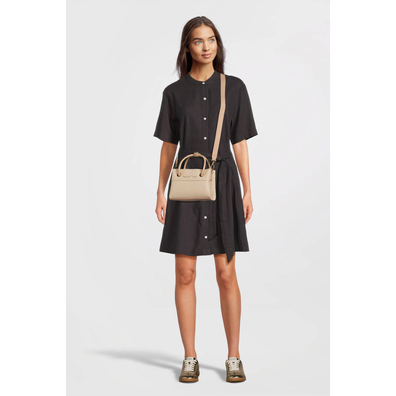 Valentino by Mario Valentino Beige Handtas met Meerdere Compartimenten en Verstelbare Banden Beige Dames