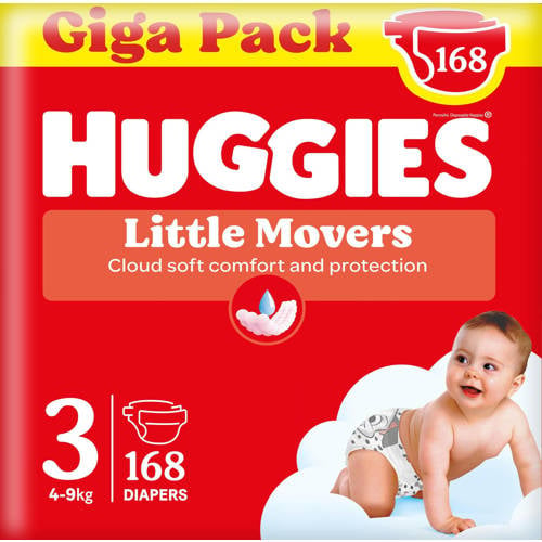 Huggies Little Movers luiers - maat 3 (4 - 9 kg) - 168 stuks afbeelding