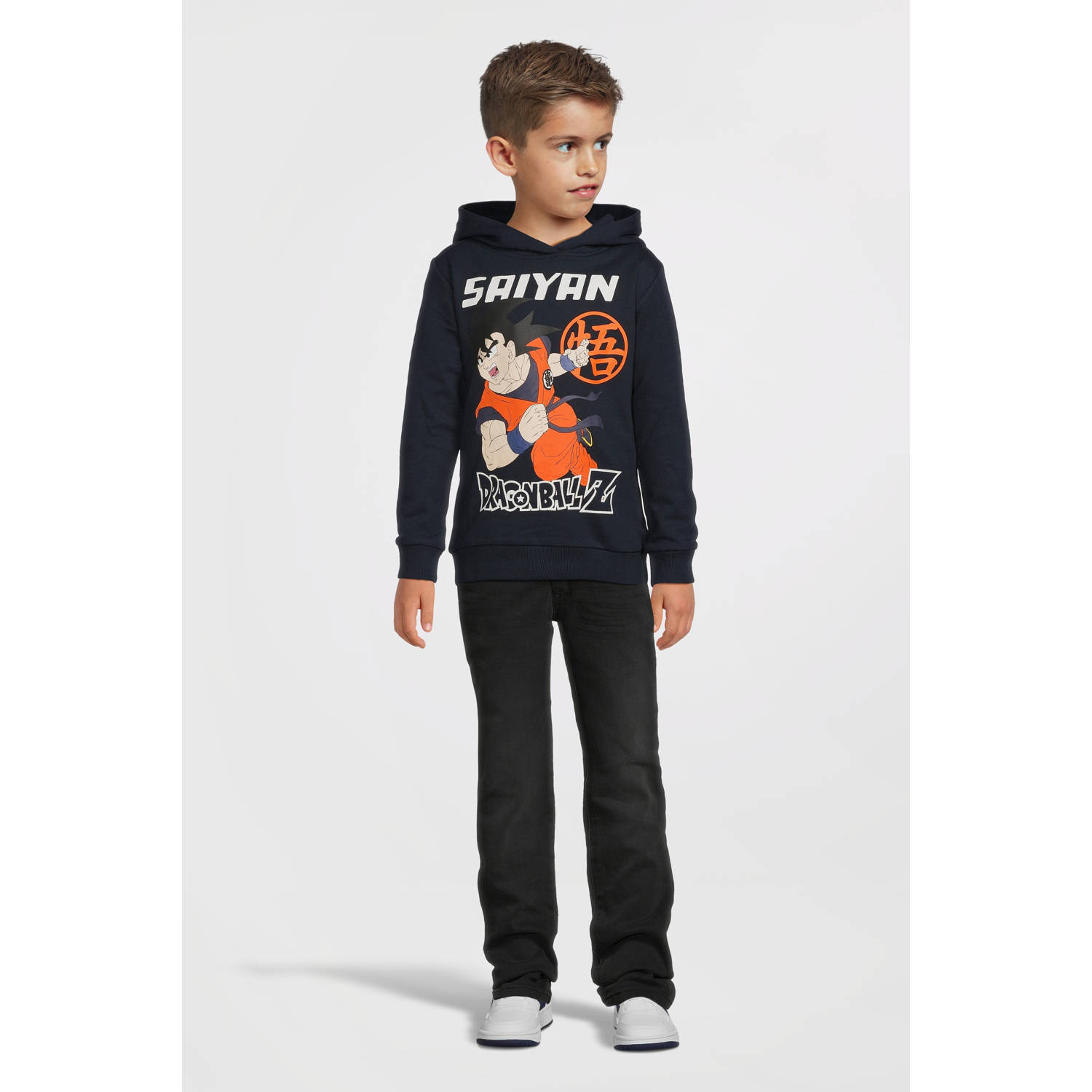 NAME IT KIDS Dragonball hoodie NKMJAM donkerblauw oranje