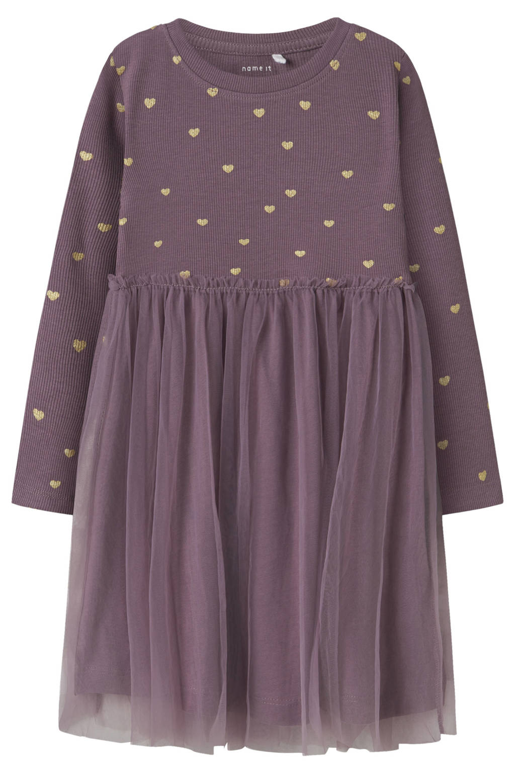 NAME IT MINI semi-transparante A-lijn jurk met hartjes wehkamp