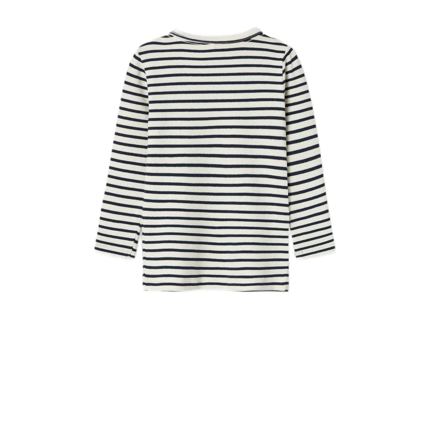 NAME IT MINI gestreepte longsleeve NMNBANI ecru zwart