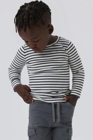 gestreepte longsleeve NMNBANI ecru/zwart