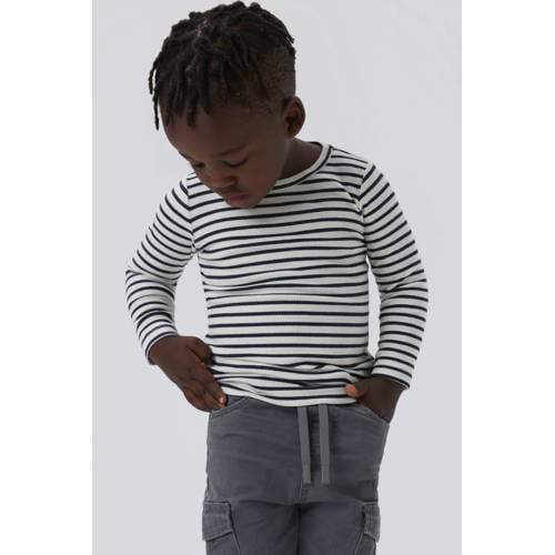 NAME IT MINI gestreepte longsleeve NMNBANI ecru/zwart afbeelding