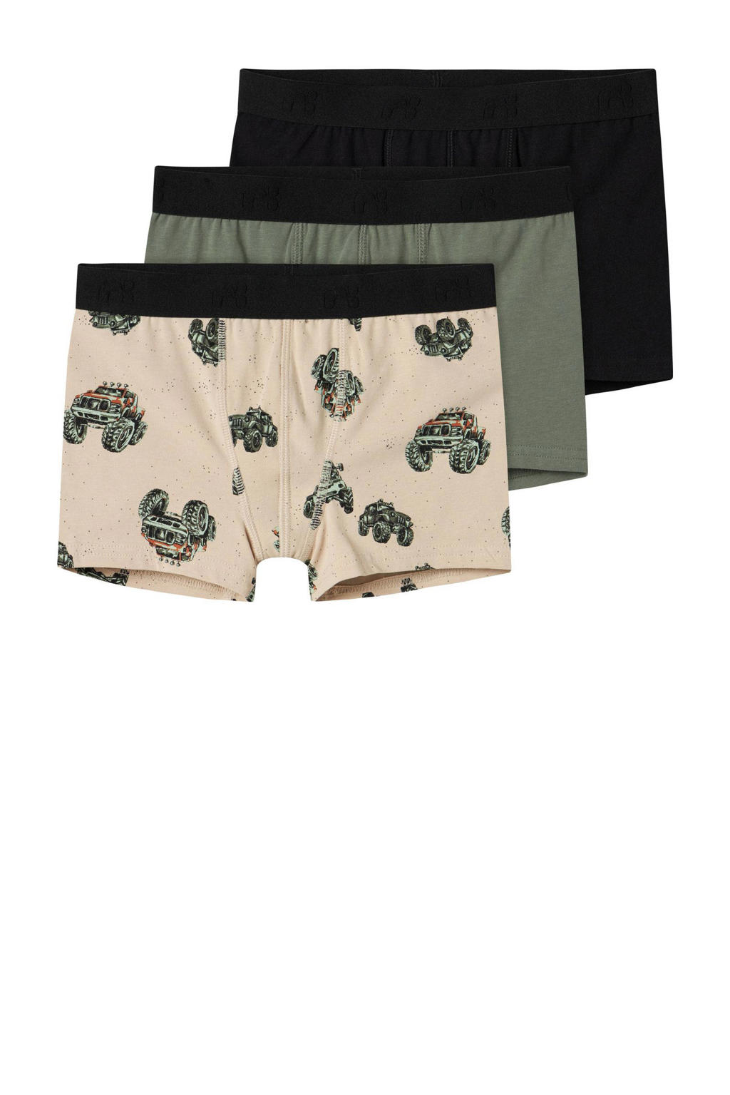 NAME IT KIDS boxer NKMBOXER - beige/groen/zwart (set van 3)
