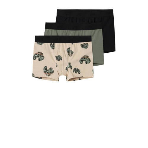 NAME IT KIDS boxer NKMBOXER - set van 3 beige/groen/zwart afbeelding