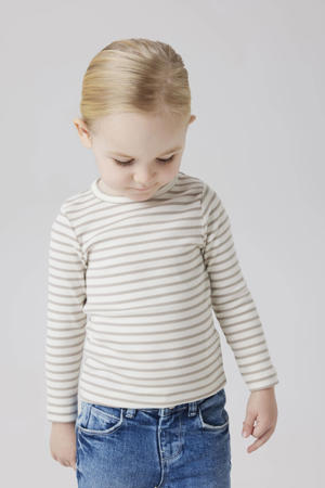 gestreepte longsleeve NMNBANI ecru/taupe