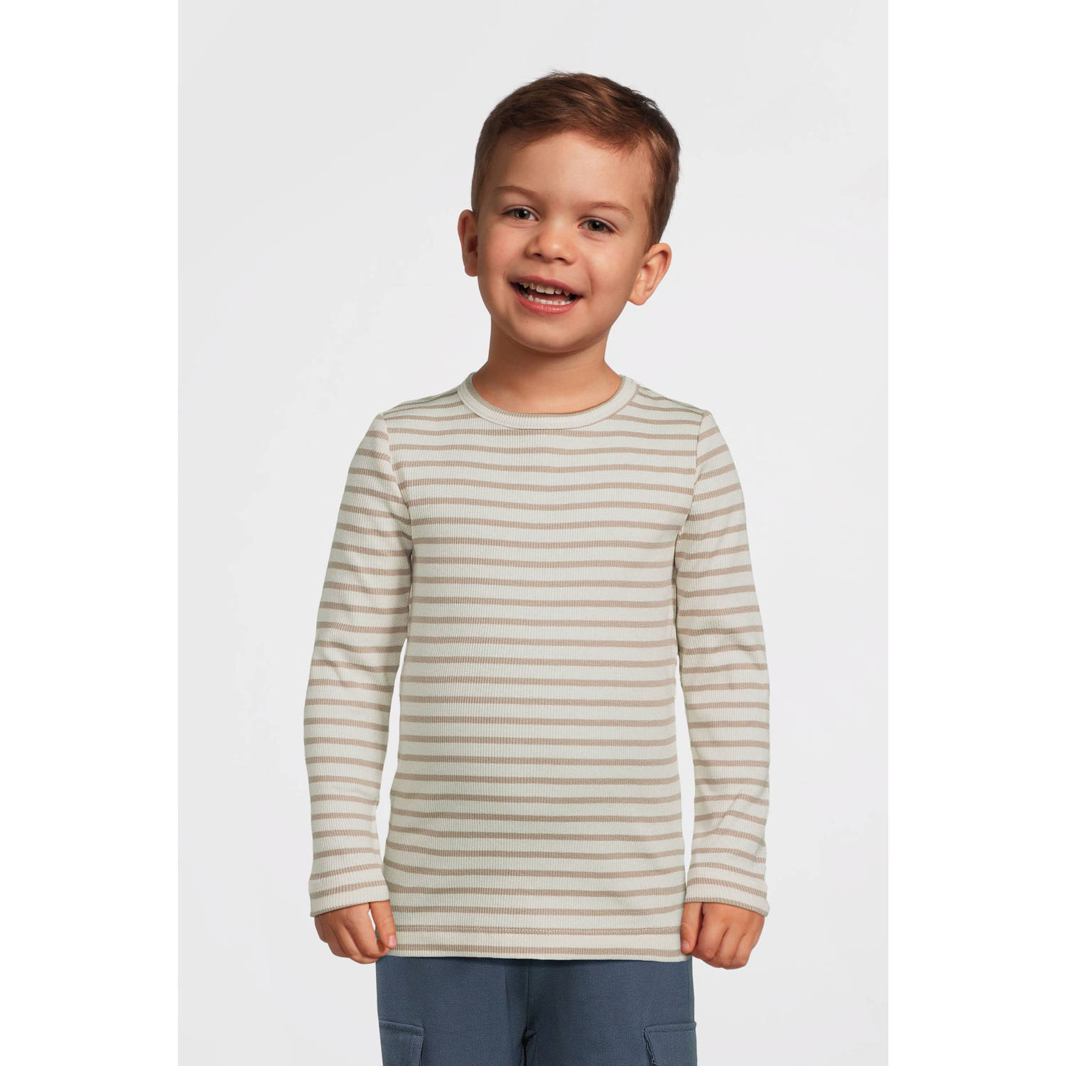 NAME IT MINI gestreepte longsleeve NMNBANI ecru taupe