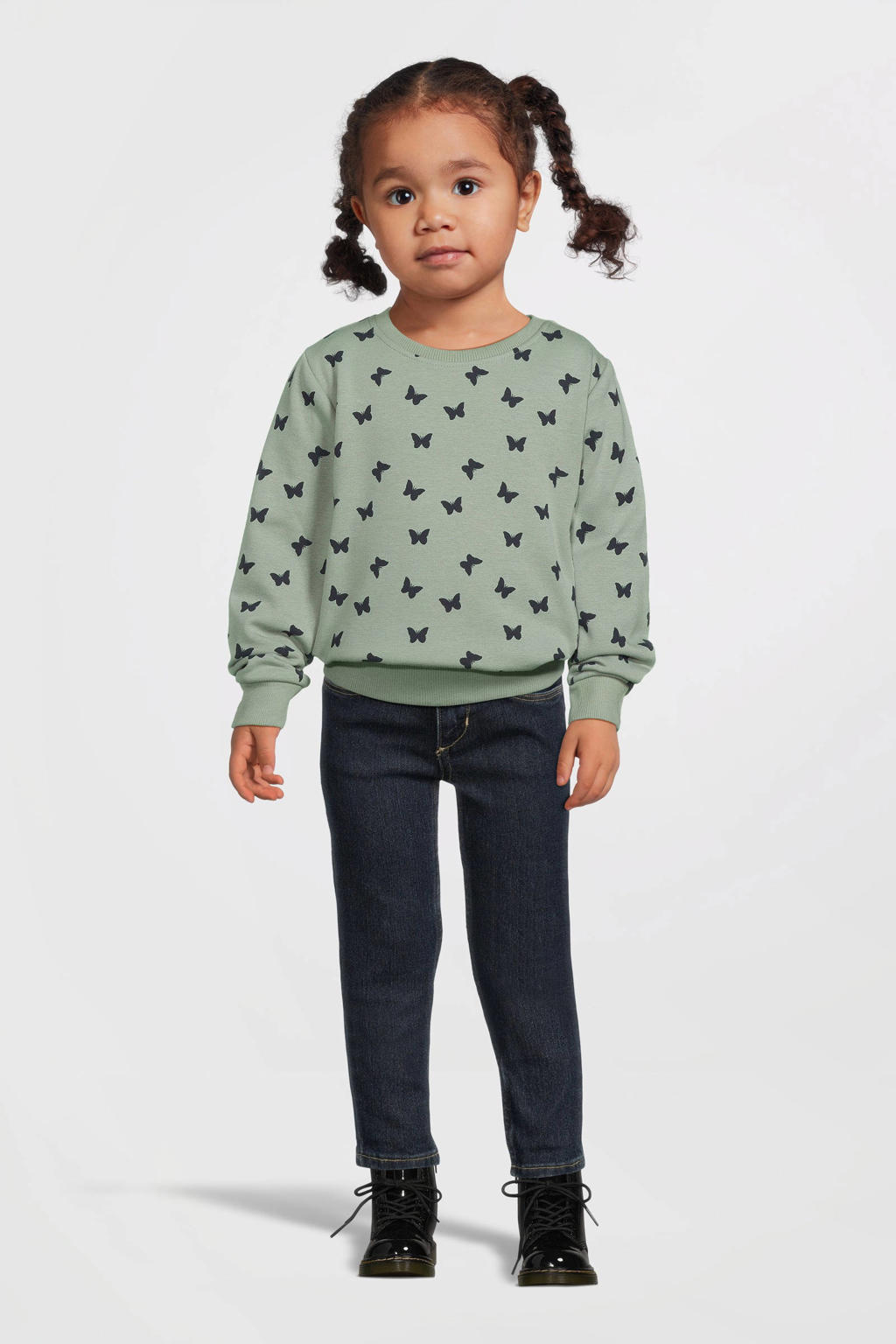 NAME IT MINI sweater met vlinderprint - groen