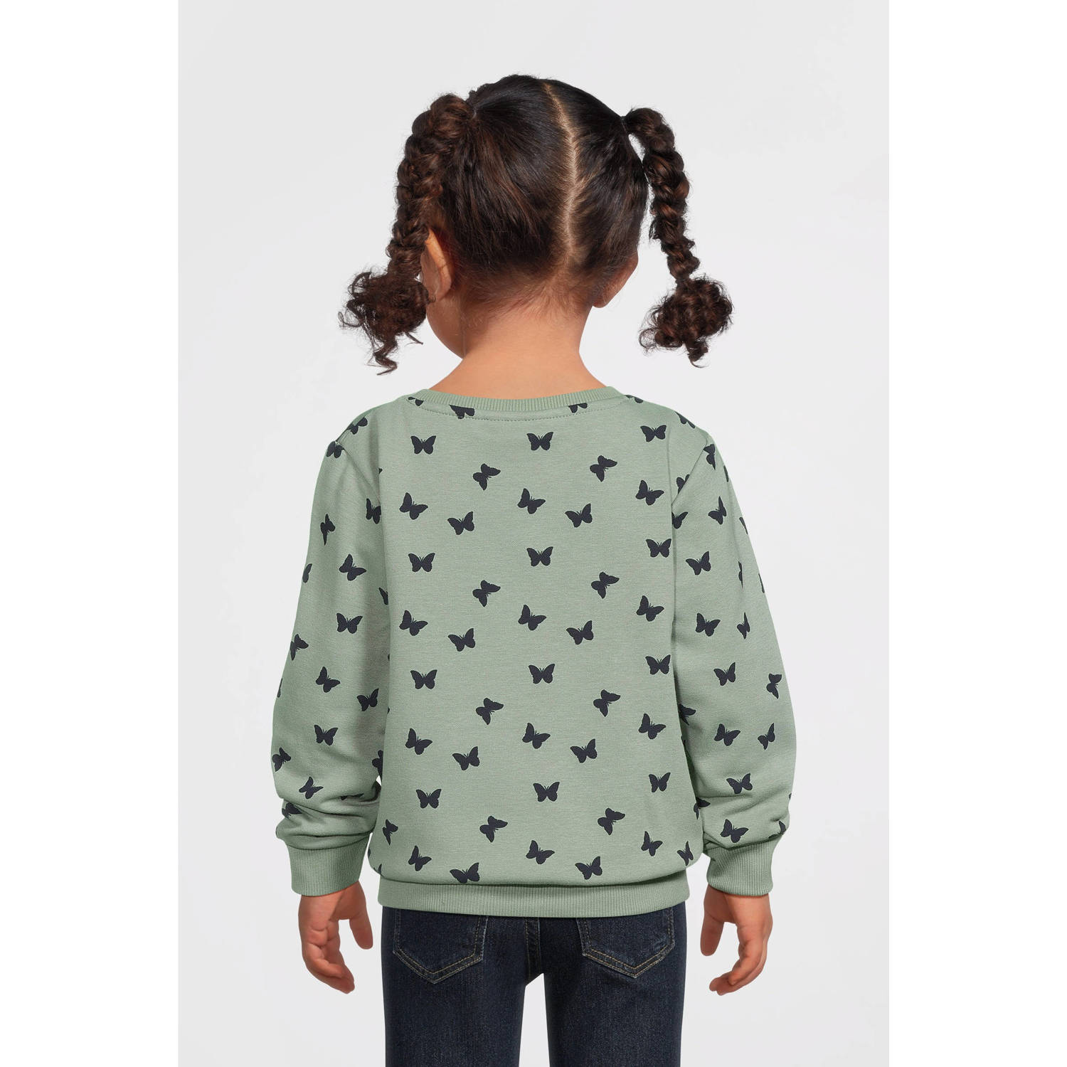 NAME IT MINI sweater NMFDAVINA met hartjes groen zwart