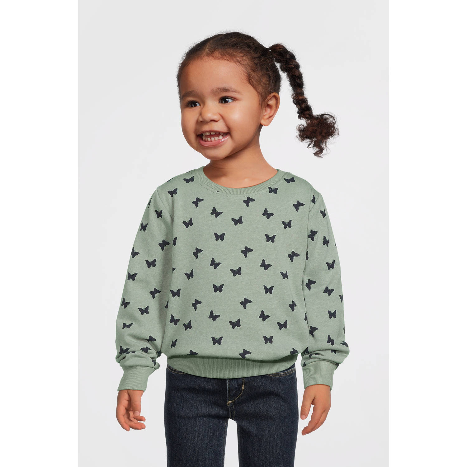 NAME IT MINI sweater NMFDAVINA met hartjes groen zwart