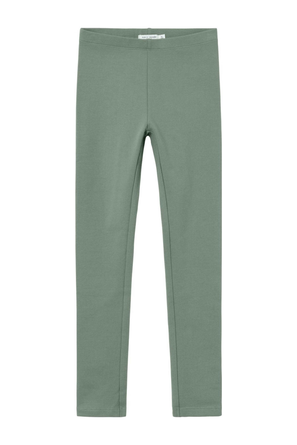 Groene meisjes NAME IT KIDS gemêleerde legging van stretchkatoen met regular fit, regular waist en elastische tailleband