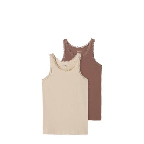 NAME IT KIDS hemd NKFTANK set van 2 zand/bruin afbeelding