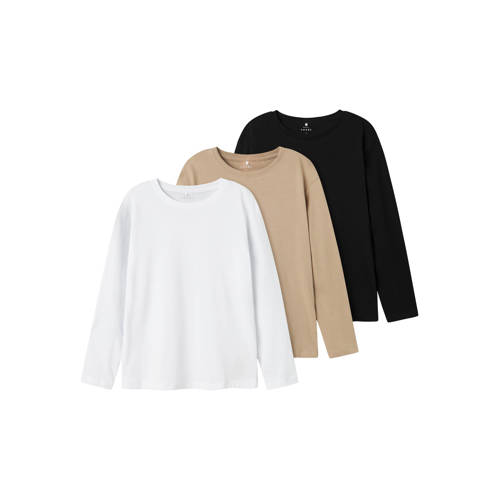 NAME IT KIDS longsleeve NKMVOBBO - set van 3 wit/beige/zwart afbeelding