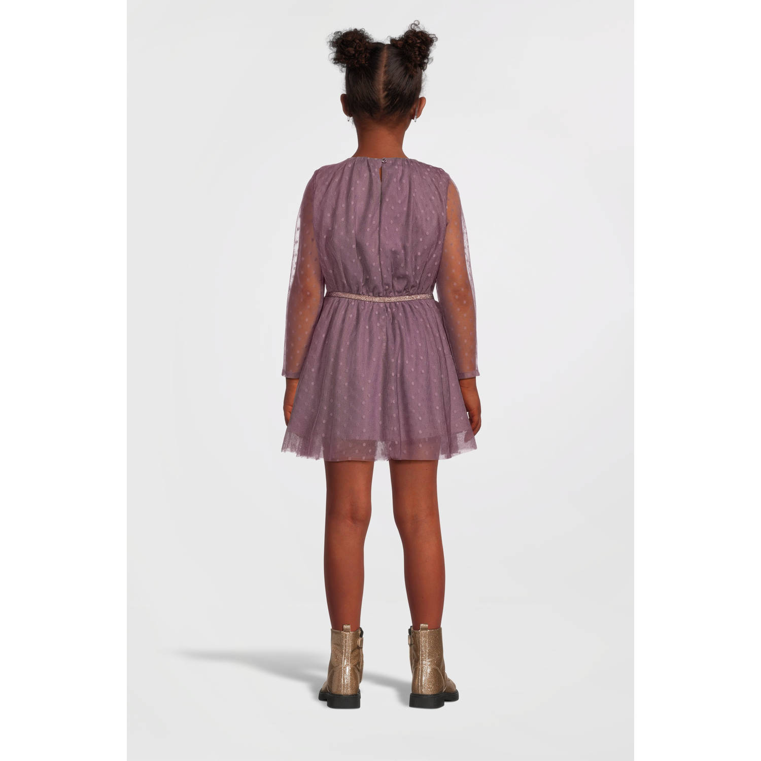 NAME IT KIDS semi-transparante jurk aubergine